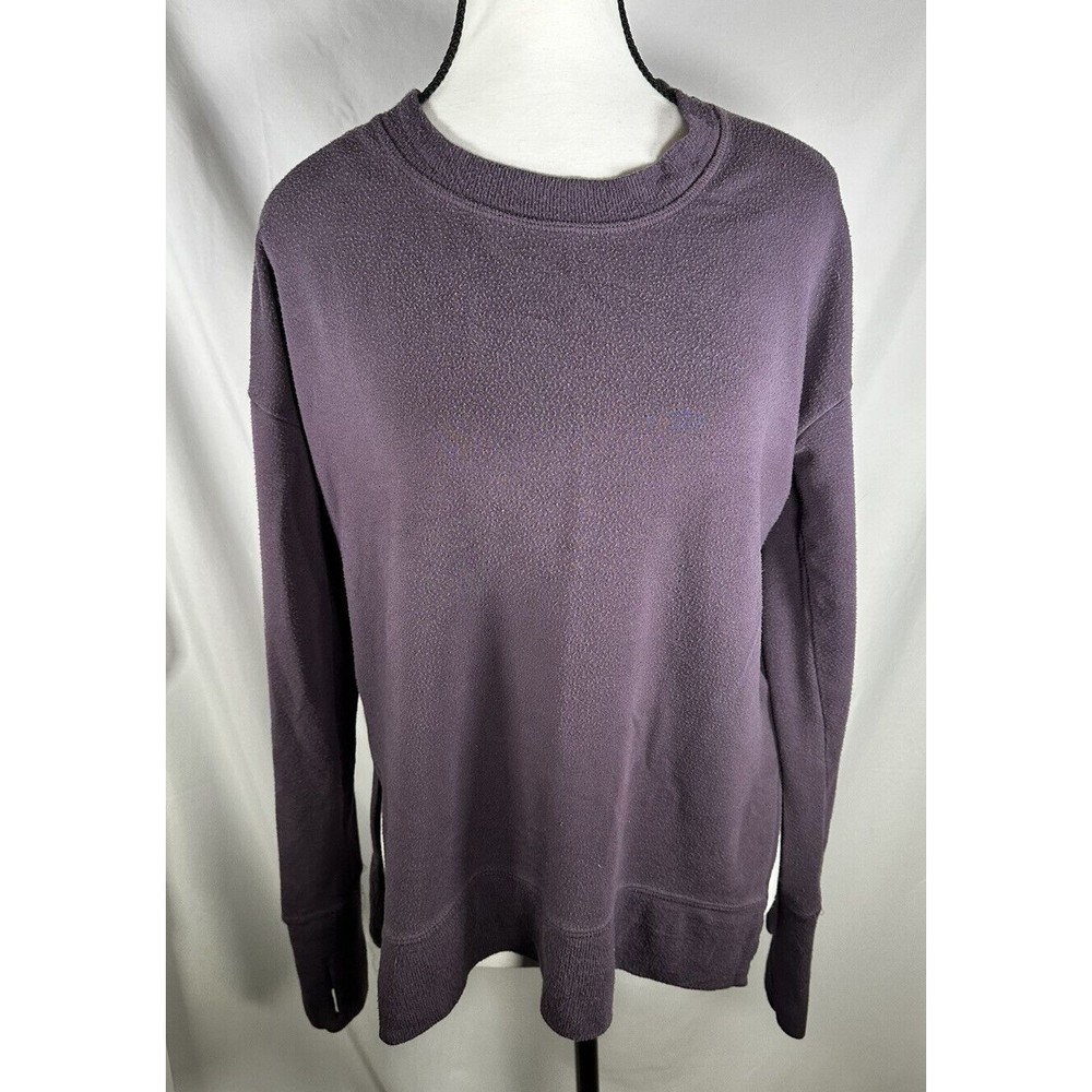 Athleta Coaster Luxe Sweatshirt Plum Color Pullover Over sized Womens XS